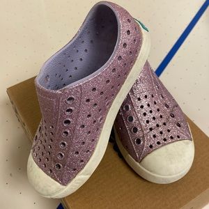 Native Shoes Size C10 Jefferson Bling Lavender shell white